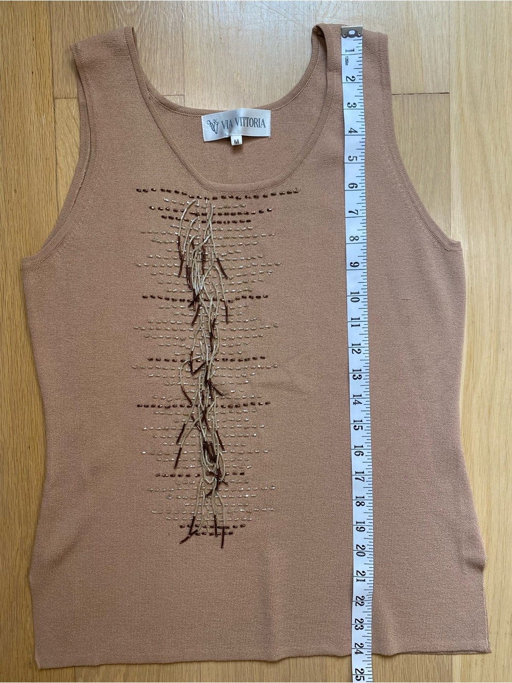 Festival Fringe Boho Knit Tank Top Beaded Brown Embellished Earthy Medium - Picture 13 of 13